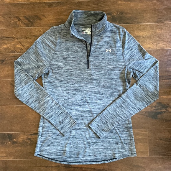 Under Armour - Heat Gear Long Sleeve Quarter Zip - Loose Fit - Grey - M - Picture 1 of 7